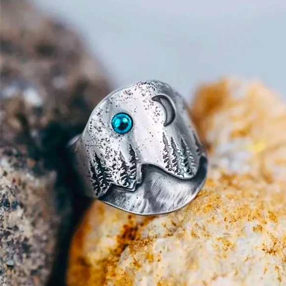 1 LEFT! ๐ BOHO Mountain Engraved CZ Gem Ring ๐ - Picture 2 of 12